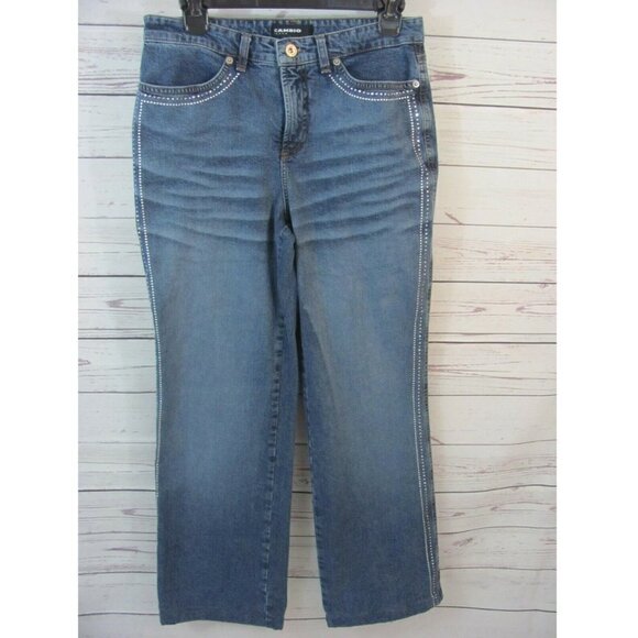 Cambio Jeans Women's Size 8 (28 x 28) Bootcut Medium Wash Mid Rise Rhinestones - Picture 9 of 11